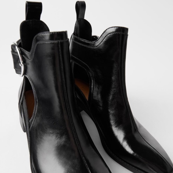 LOW -HEEL CUT-OUT ANKLE BOOTS WITH BUCKLE DETAIL - Picture 5 of 8